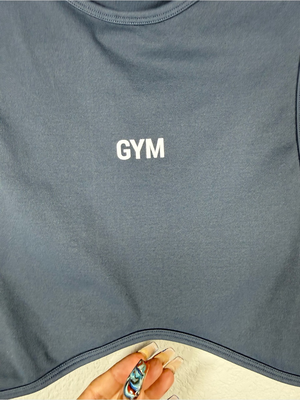 GYM Women's Dark Grey Crop Tank Top - Picture 4 of 6